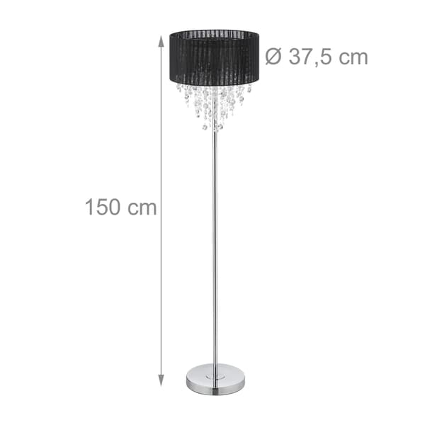 Gulvlampe med sorte krystaller