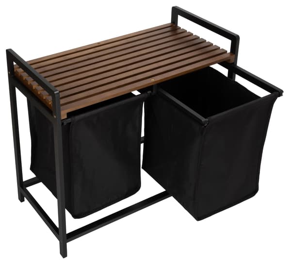 Tvättkorg i bambu, svart, 80 liters kapacitet