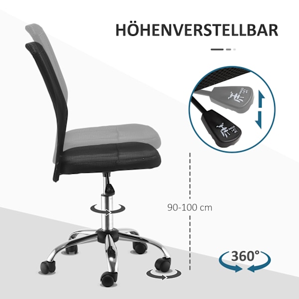 Kontorstol Ergonomisk, Højdejusterbar Skrivebordsstol, 360° Med Åndbart Ryglæn, Bæreevne Op Til 100 Kg, Sort