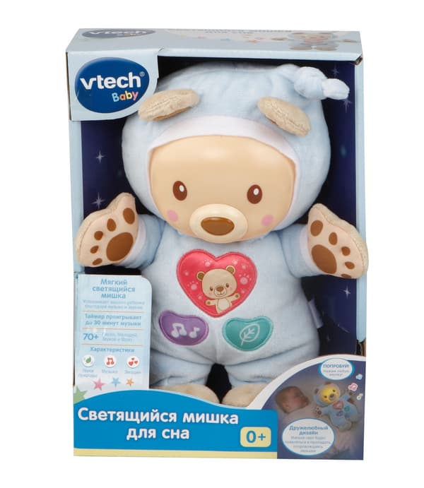 Interaktiv Sleepy Glow Bear-leksak för barn, ryska språket