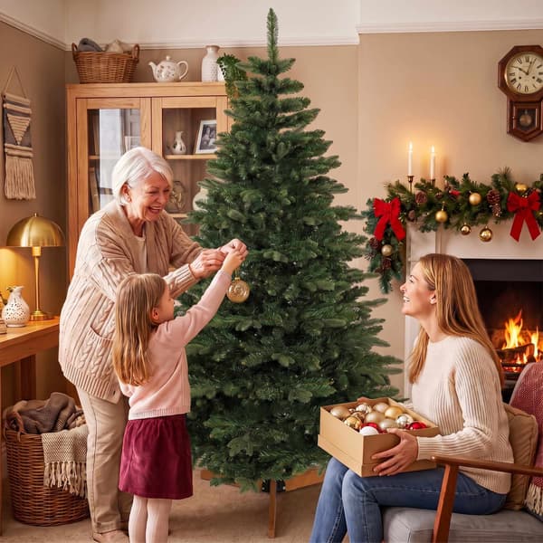 Kunstigt juletræ 180 cm, grønt, foldbart træstativ