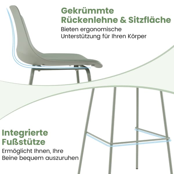 4-delt barstolsæt, kunstlæder, ergonomisk ryglæn