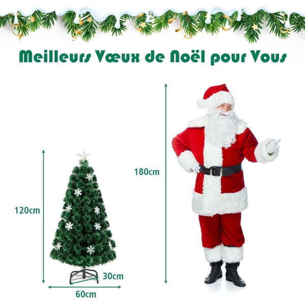 Fiberoptisk juletræ 120 cm, LED-lys, snefnug
