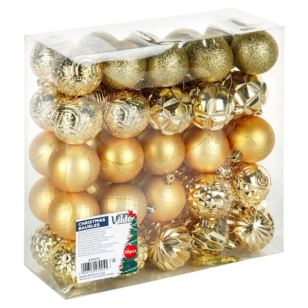 Sprängsäkra julgranskulor guld 6 cm 50 st.