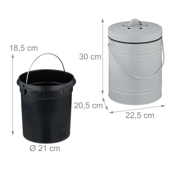 Kompostbeholder med lugtfilter, 5 liters kapacitet
