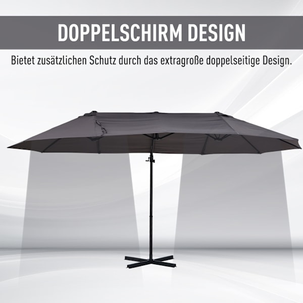 Double Parasol Cantilever Sateenvarjo Kammella Säädettävä Puutarhasateenvarjo Auringonsuoja Metalli Tummanharmaa 440 X 270 X 250 Cm