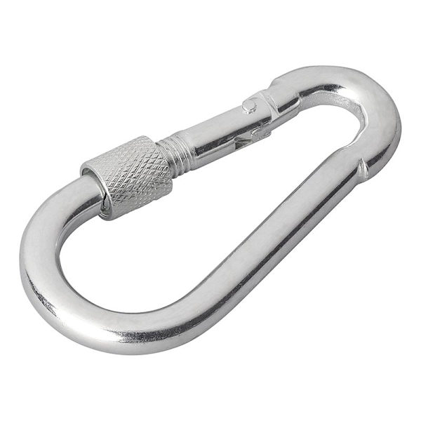 Karabiinikoukku metallia 8x80mm ruuvilukolla