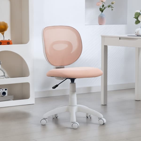 Ergonomisk kontorstol, justerbar højde, lyserød