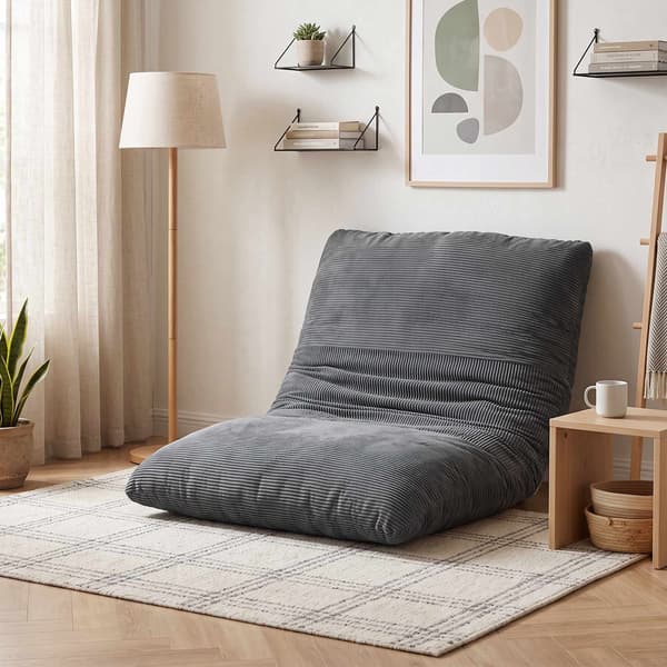 Konvertibel bäddsoffa i sladd, mörkgrå, 145x184 cm