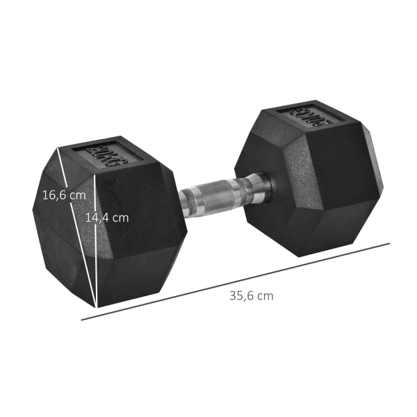 Kuusikulmainen Käsipaino, 20 Kg, Valurauta Kumipäällysteellä, Musta