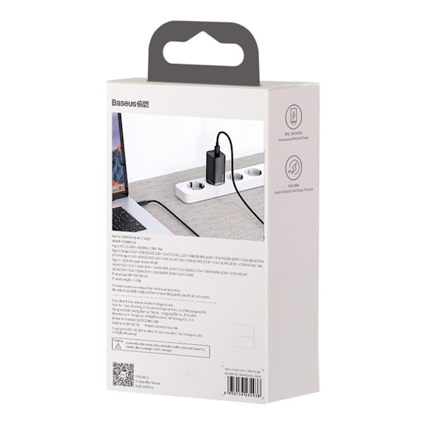 GaN2 Pro USB Snabbladdare USB-C QC PD 65W Svart