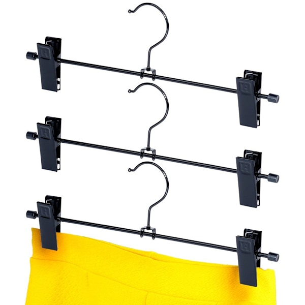 Sort metal buksebøjle med clips, 3 stk.