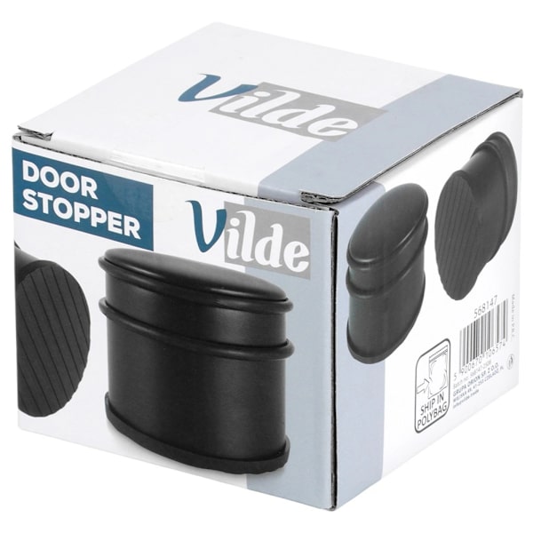 Dørstopper, sort rustfrit stål, 9,5 cm