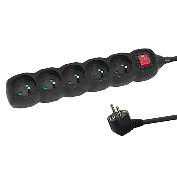 Esperanza Power Strip 5 Sockets Switch 1,5M Sort