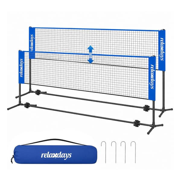 Justerbart badmintonnet med stativ, 400 cm, blå