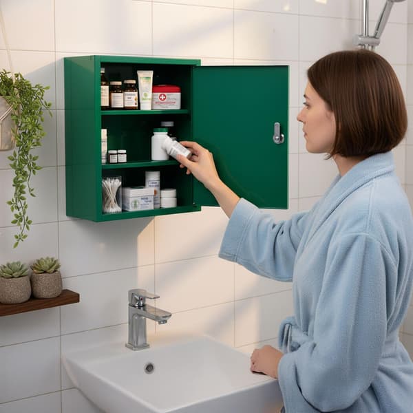 Låsbart medicinskåp, 3 hyllor, väggmonterbart
