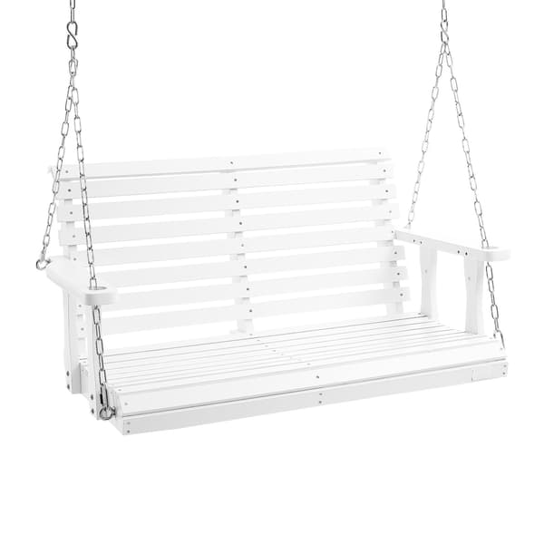 Träverandagunga 1,2 m, vit, 360 kg, med kedjor
