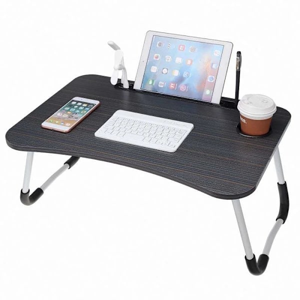 Herzberg HG-04173: Hopfällbart skrivbord med mugg- och tabletthållare