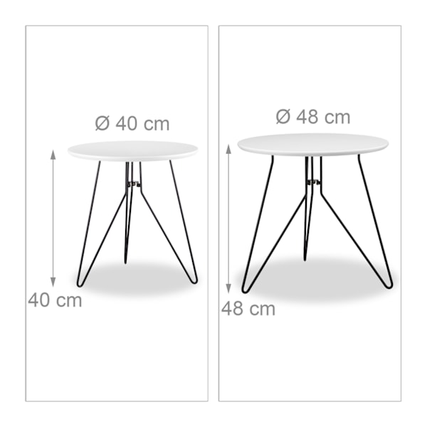 Sidebord, 2 stk, hvid