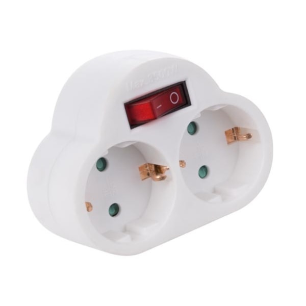 Adapter Med På/Av-brytare - 2 Uttag - Schuko