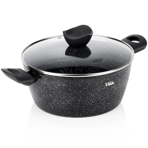 Granitbelagd gryta med glaslock, 24 cm, 3,6 L