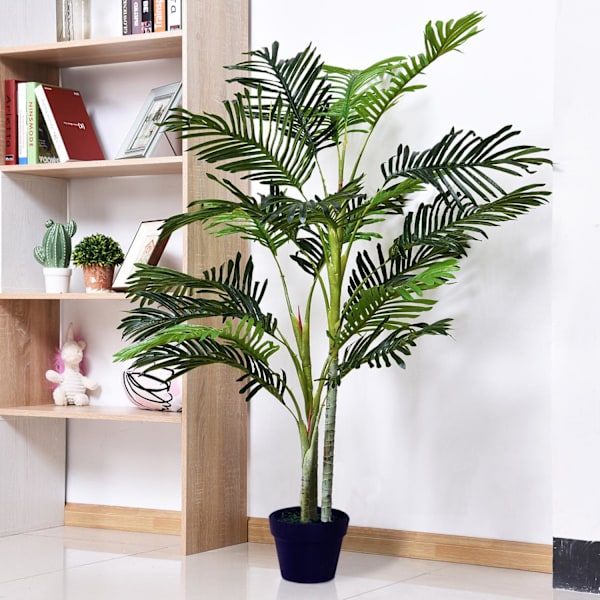 Konstgjord Palm Stor Konstgjord Växt 150 Cm Med Kruka, 19 Palmblad, Plast, Dekoration För Inomhus Och Utomhusbruk