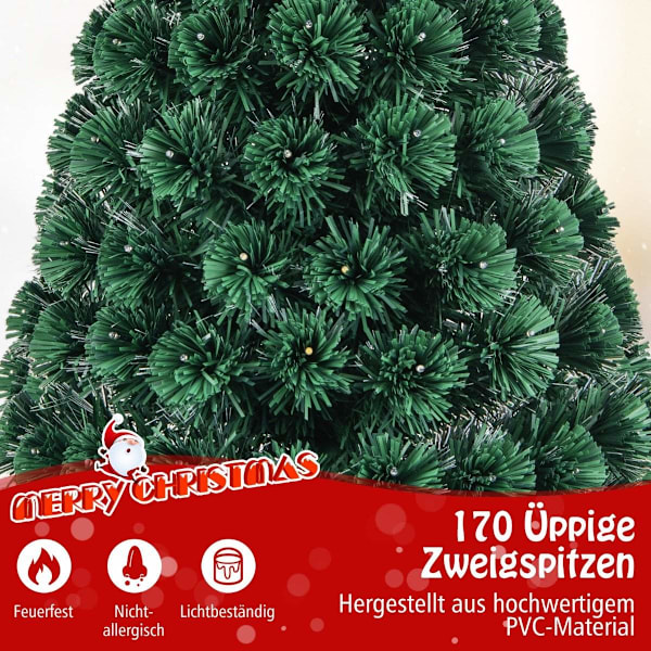 150 cm kunstigt juletræ med 8 lystilstande Fiberoptisk fiberoptisk juletræ