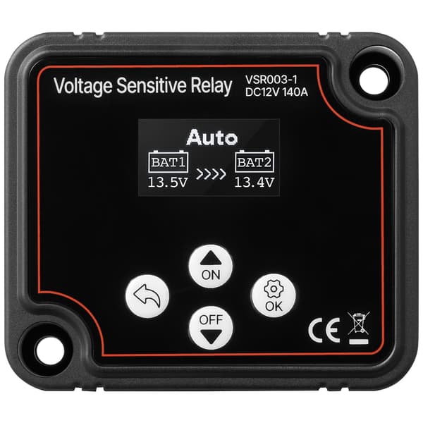 Dobbelt batteriisolatorsæt, 12V 140A VSR, LCD voltmeter