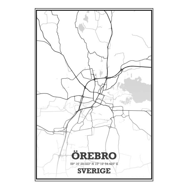 Örebro Stad Karta Poster - 30x40 cm