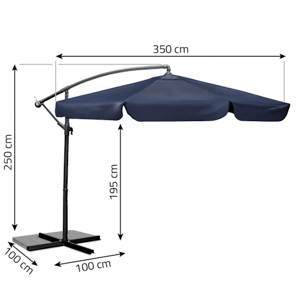 Fällbart trädgårdsparaply 6 segment 350 cm med lock Plonos PL-880