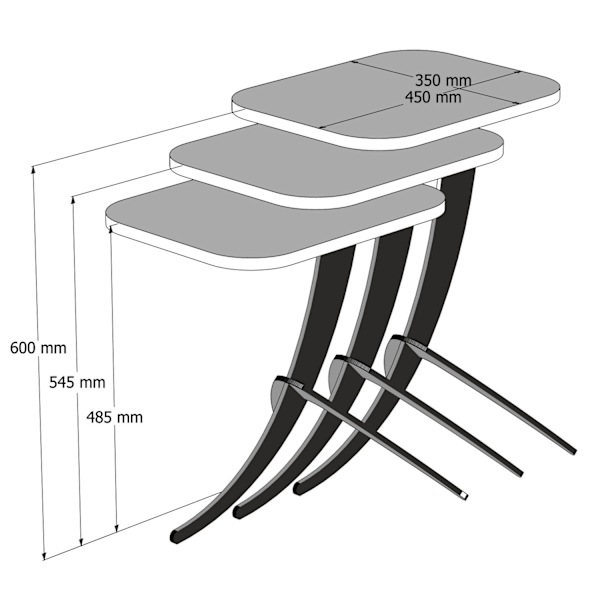 Häckningsbord (3 delar) Pion - Vit marmor