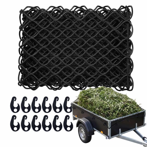 Sort trailernet, 1,5 x 2,7 m, slidstærk PP-plast