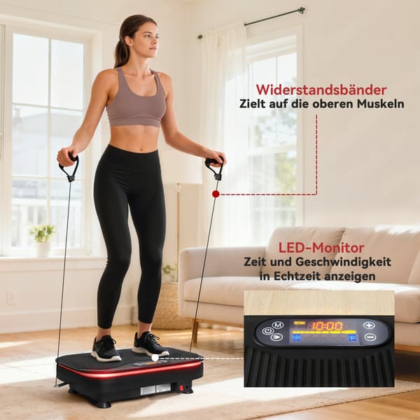 Tärinälevy kuntoiluun, Bluetooth, 99 nopeutta, musta