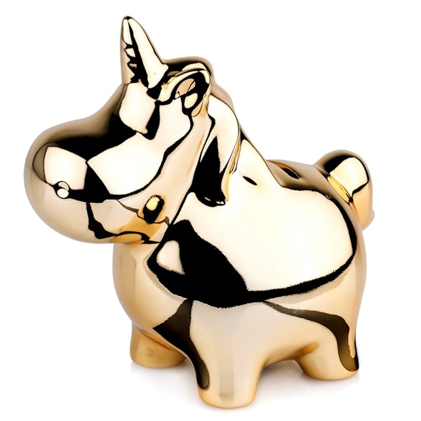 Keramisk sparegris, guld spejl, 18x10,5 cm