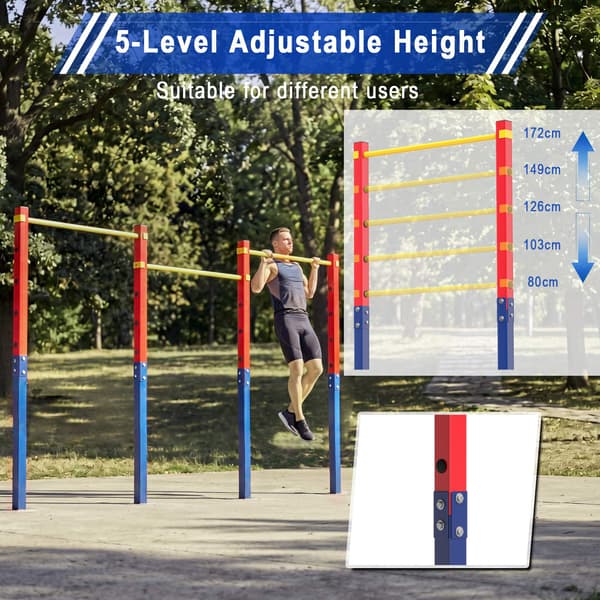 Nedgravet pull-up stang, 5 højder, galvaniseret stål