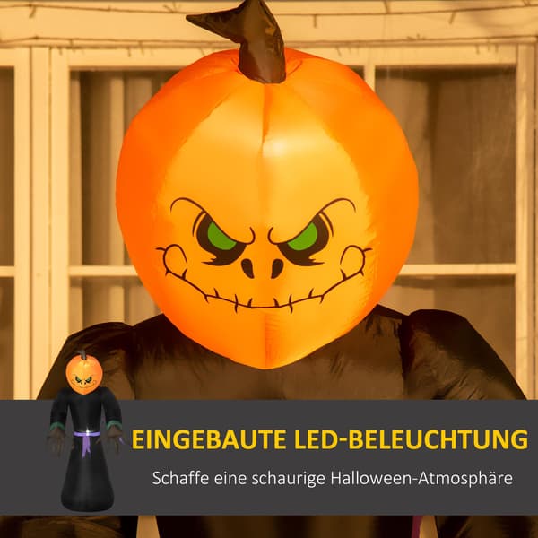 210 cm uppblåsbart pumpaspöke med LED-ljus, utomhusdekor