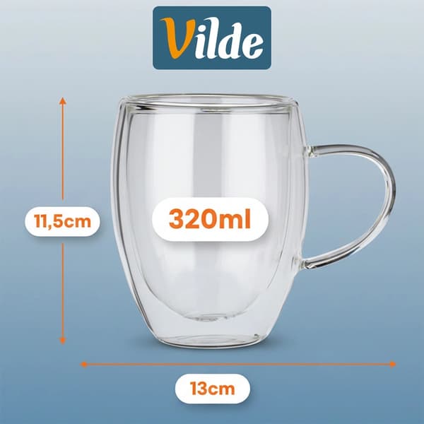 Dubbelväggiga termoglas, 320 ml, set om 2