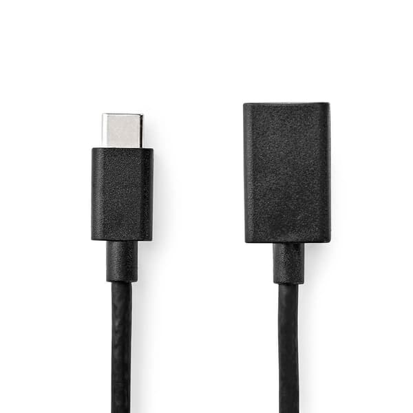 USB-C™ Adapter | USB 3.2 Gen 1 | USB-C™ Han | USB-A Hun | 5 Gbps | 0.15 m | Runde | Nikkelplateret | PVC | Sort | Box