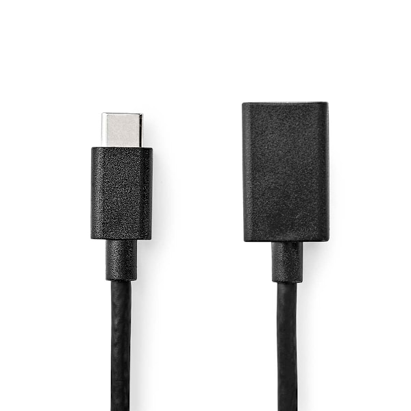 USB-C™ Sovitin | USB 3.2 Gen 1 | USB-C™ Uros | USB-A Naaras | 5 Gbps | 0.15 m | Pyöreä | Niklattu | PVC | Musta | Laatikko