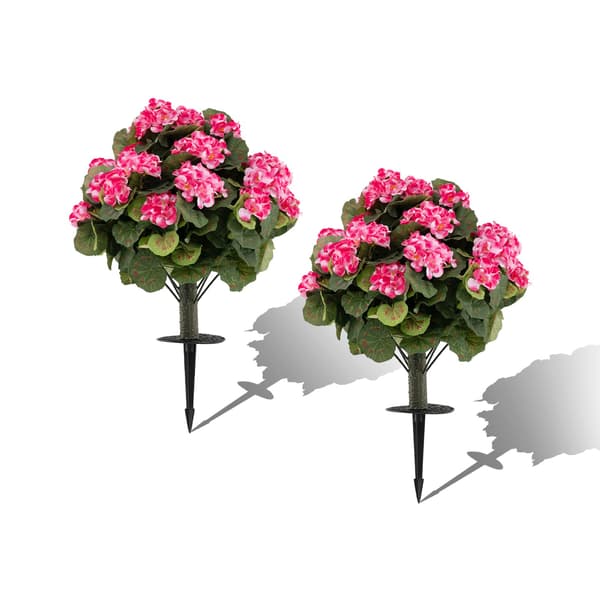 Konstgjorda pelargonväxter, 2-pack, rosa, inomhus/utomhus