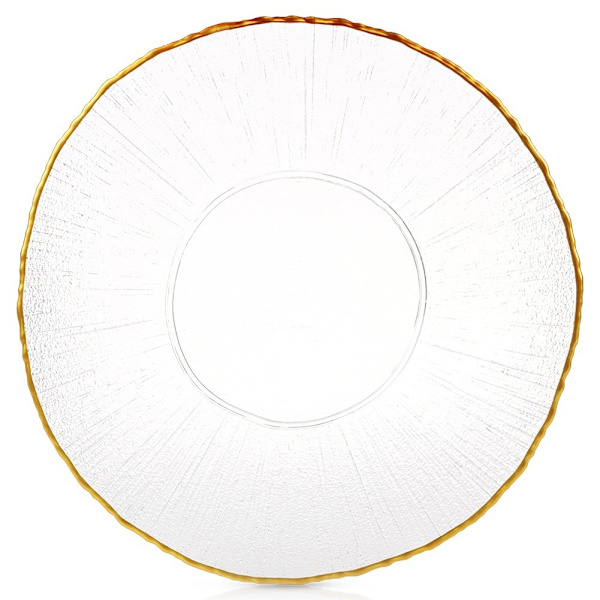 Middagstallerken lavvandet glas guld 28 cm