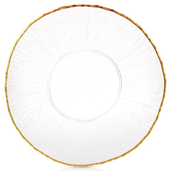 Middagstallrik grunt glas guld 28 cm