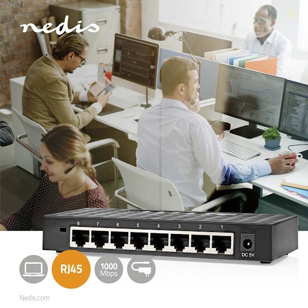 Verkkokytkin | Langallinen nopeus: Gigabit | Ethernet-porttien lukumäärä: 8