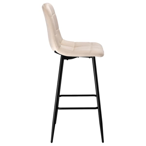 Barstol Beige Sammet – Stålram, Fotstöd