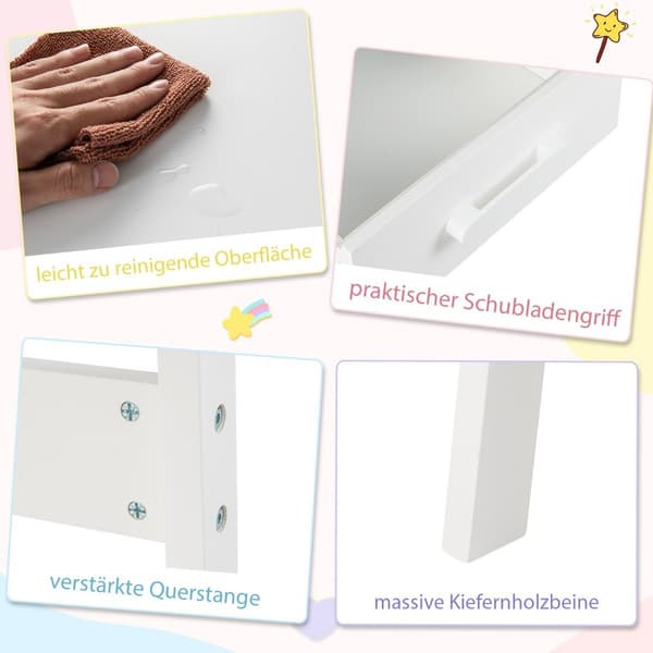 Barn skrivbord och stolset med förvaring, vit