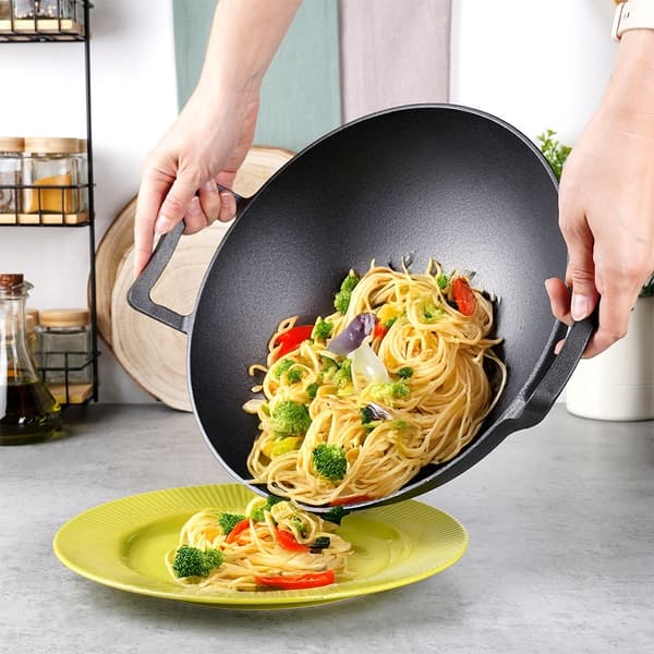 Støbejerns wokpande, 36 cm