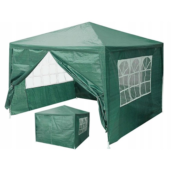 Puutarhan liikepaviljonki teltta, 3x3 m, 4 seinää, vihreä, MultiGarden
