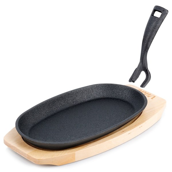 Serveringspande i støbejern med bræt CAST LINE 24x14 cm