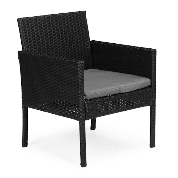 Havemøbelsæt med rattanlignende finish – bænk, bord, stole Sort MultiGarden