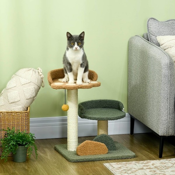 Skrapstolpe 52 Cm Cat Skrapstolpe Med 2 Nivåer, Leksaksboll, Sisal, För Inomhusbruk
